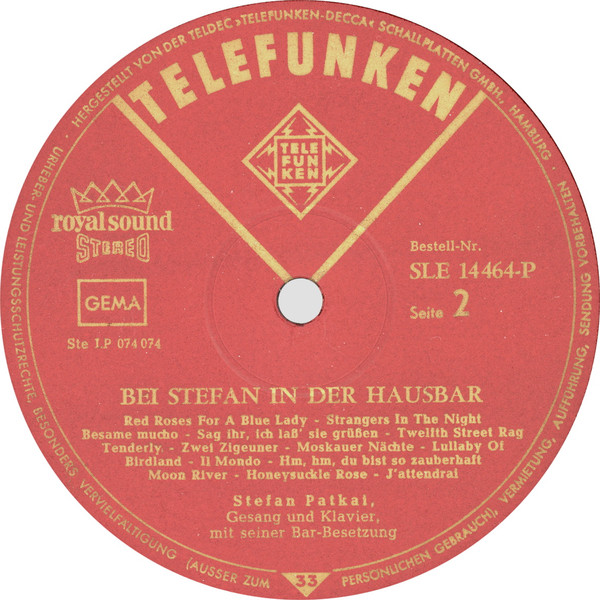 Cover zu Stefan Patkai - Bei Stefan In Der Hausbar | Vinyl | Jazz, Pop, Folk, World, & Country | Germany
