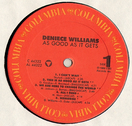 Cover zu Deniece Williams - As Good As It Gets | 1988 | Vinyl, LP, Album | Funk / Soul | US Schallplatten Ankauf