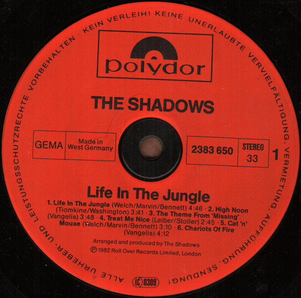 Cover zu The Shadows - Life In The Jungle | 1982 | Vinyl | Rock | Germany