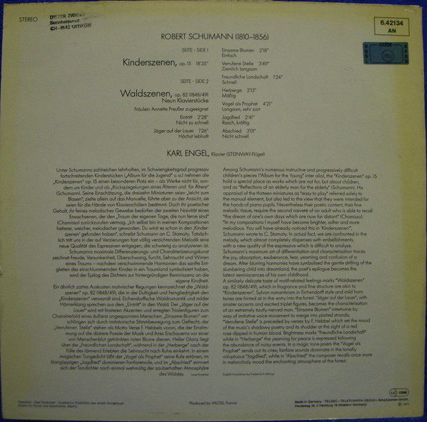 Cover zu Robert Schumann, Karl Engel - Kinderszenen, Op. 15 • Waldszenen, Op. 82 | Vinyl | Classical | Germany