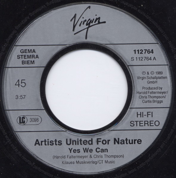 Cover zu Artists United For Nature - Yes We Can | 1989 | Vinyl | Rock | Europe