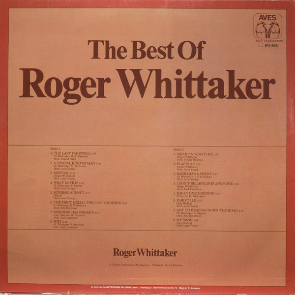 Cover zu Roger Whittaker - The Best Of Roger Whittaker 1 | Vinyl | Pop, Folk, World, & Country | Germany Schallplatten Ankauf