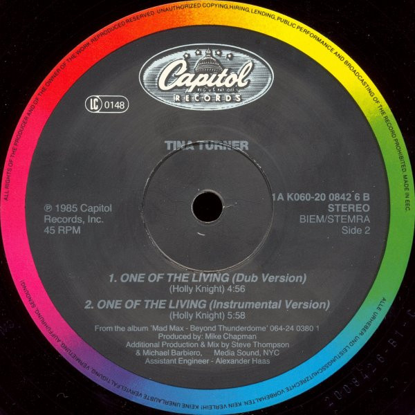 Cover zu Tina Turner - One Of The Living (Special Club Mix) | 1985 | Vinyl | Rock, Pop | Europe