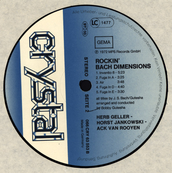 Cover zu Ack Van Rooyen / Siegfried Schwab / Horst Jankowski / Herb Geller / Åke Persson / Wolfgang Dauner / Erik Van Lier / Bobby Gutesha - Rockin' Bach Dimensions | 1980 | Vinyl | Jazz, Classical | Germany