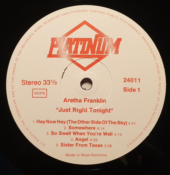 Cover zu Aretha Franklin - Just Right Tonight | 1985 | Vinyl | Jazz, Funk / Soul | Germany Schallplatten Ankauf