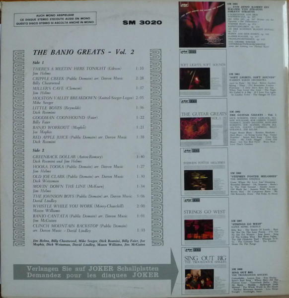 Cover zu Various - The Banjos Greats Vol. 2 | Vinyl | Folk, World, & Country | Italy
