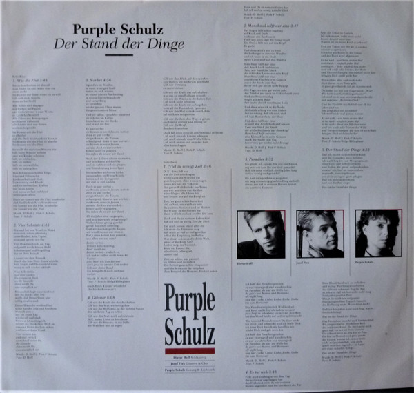 Cover zu Purple Schulz - Der Stand Der Dinge | 1987 | Vinyl | Pop | Germany