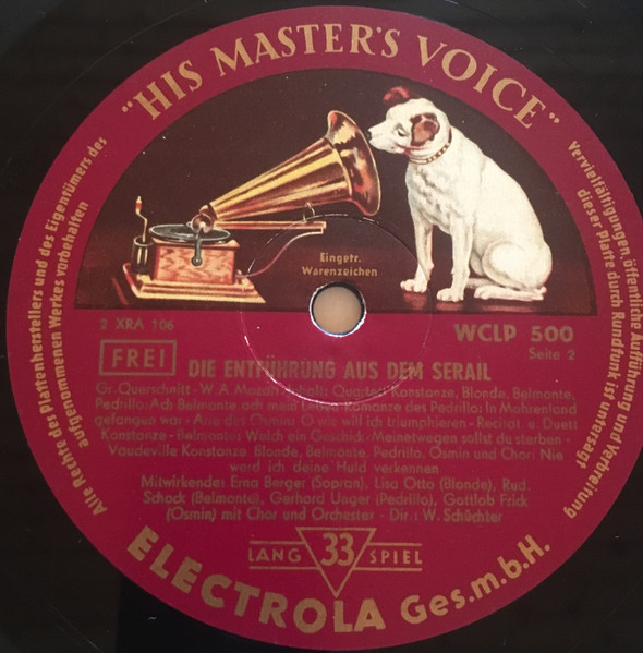 Cover zu Wolfgang Amadeus Mozart / Erna Berger, Lisa Otto, Rudolf Schock, Gerhard Unger, Gottlob Frick, Wilhelm Schüchter - Die Entführung Aus Dem Serail (Großer Querschnitt) | Vinyl | Classical