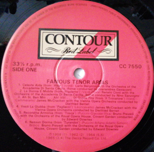 Cover zu Various - Famous Tenor Arias | 1981 | Vinyl | Classical | UK Schallplatten Ankauf