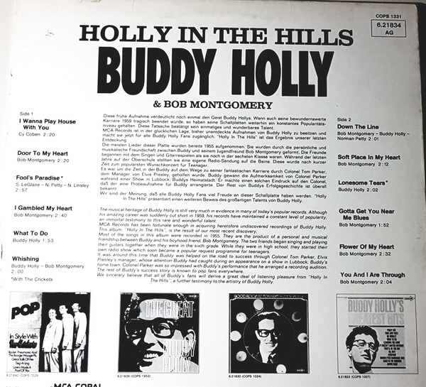 Cover zu Buddy Holly & Bob Montgomery - Holly In The Hills | Vinyl | Rock | Germany