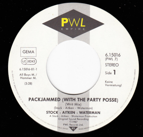 Cover zu Stock, Aitken & Waterman - Packjammed (With The Party Posse) | 1988 | Vinyl | Electronic, Pop | Germany Schallplatten Ankauf