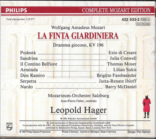 Cover zu Wolfgang Amadeus Mozart - La Finta Giardiniera | 1991 | Vinyl | Classical | Europe