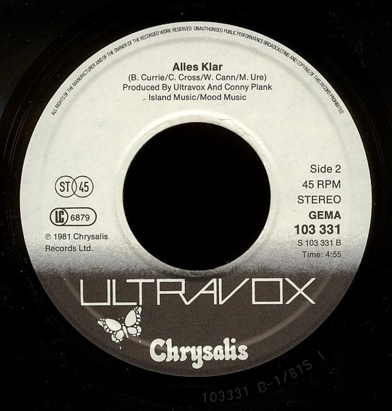 Cover zu Ultravox - All Stood Still | 1981 | Vinyl | Electronic, Rock, Pop | Germany Schallplatten Ankauf