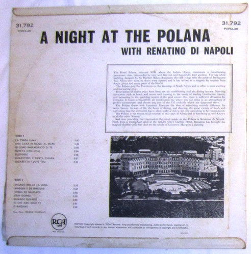 Cover zu Renatino Di Napoli - A Night At The Polana | Vinyl | Jazz, Latin, Pop | South Africa Schallplatten Ankauf
