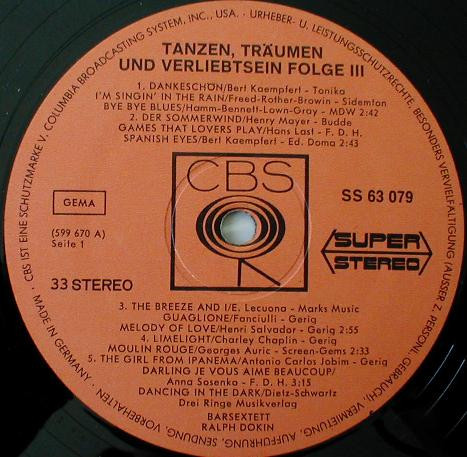 Cover zu Barsextett Ralph Dokin - Tanzen, Träumen Und Verliebtsein Folge 3 | Vinyl | Jazz | Germany