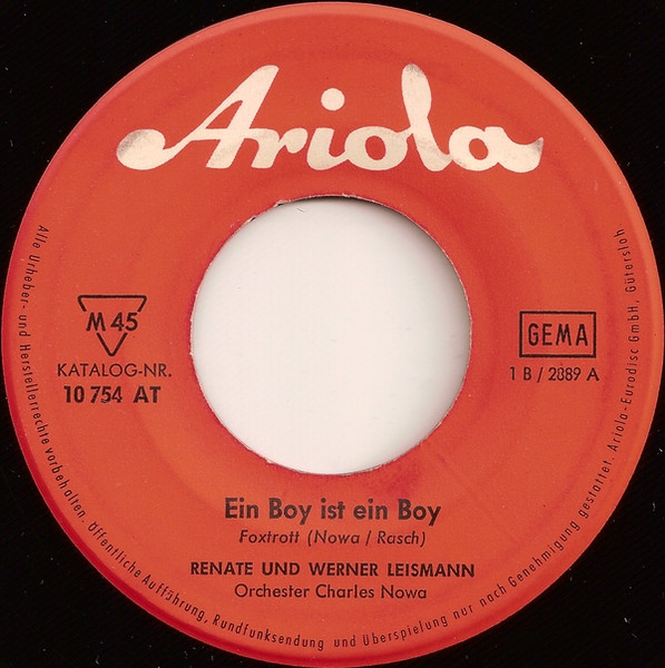 Cover zu Renate Und Werner Leismann - Ein Boy Ist Ein Boy / Alabama Melodie | 1964 | Vinyl | Pop | Germany