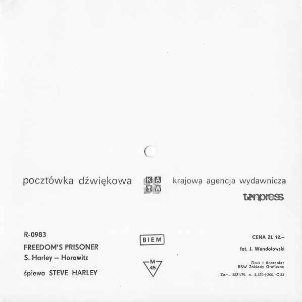 Cover zu Steve Harley - Freedom's Prisoner | 1979 | Vinyl | Rock | Poland Schallplatten Ankauf