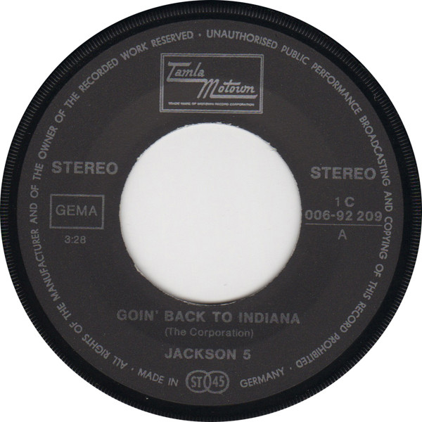 Cover zu The Jackson 5 - Goin' Back To Indiana / Can I See You In The Morning | 1971 | Vinyl | Rock, Funk / Soul | Germany
