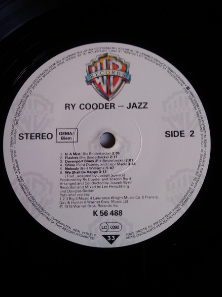 Cover zu Ry Cooder - Jazz | Vinyl | Jazz | Europe