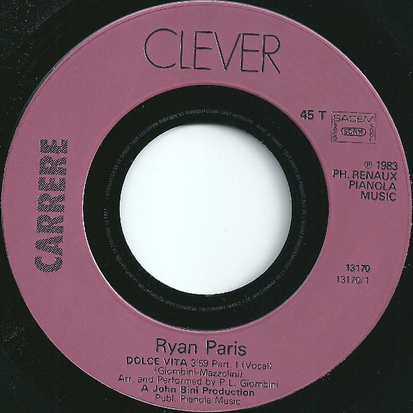 Cover zu Ryan Paris - Dolce Vita | 1983 | Vinyl | Electronic, Pop | France