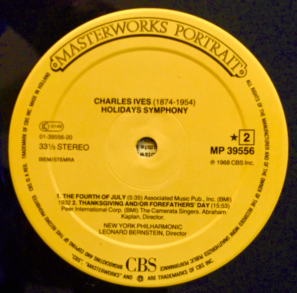 Cover zu Charles Ives, New York Philharmonic, Leonard Bernstein - Holidays Symphony | 1984 | Vinyl | Classical | France