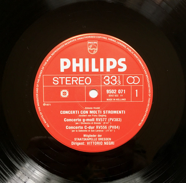 Cover zu Antonio Vivaldi, Staatskapelle Dresden, Vittorio Negri - Concerti Con Molti Strumenti | 1981 | Vinyl | Classical | Netherlands