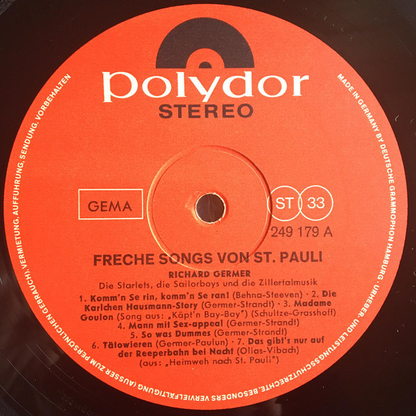 Cover zu Richard Germer - Freche Songs Von St. Pauli | 1967 | Vinyl | Pop | Germany Schallplatten Ankauf