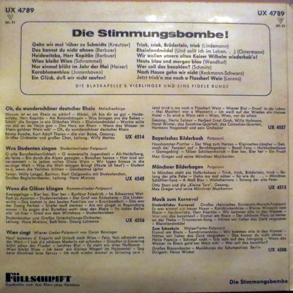 Cover zu Die Blaskapelle Sepp Vierlinger - Die Stimmungsbombe | Vinyl | Non-Music, Pop | Germany Schallplatten Ankauf