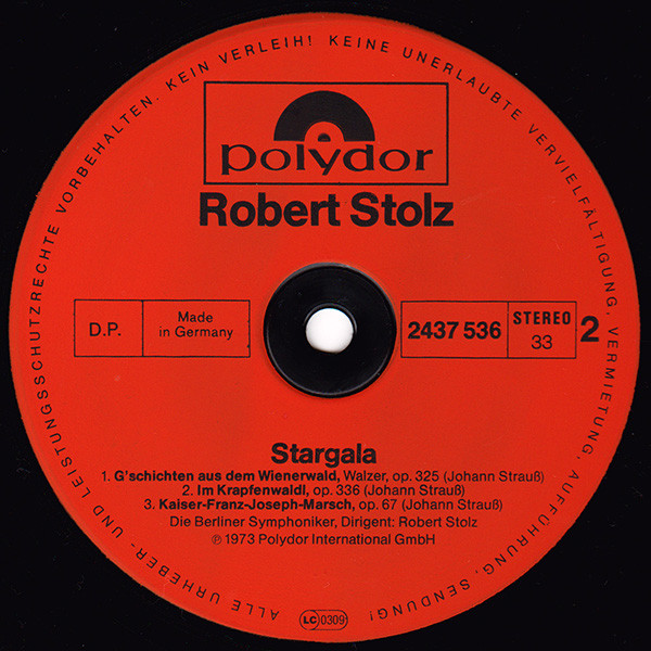 Cover zu Robert Stolz - Stargala | Vinyl | Pop, Classical, Stage & Screen | Germany