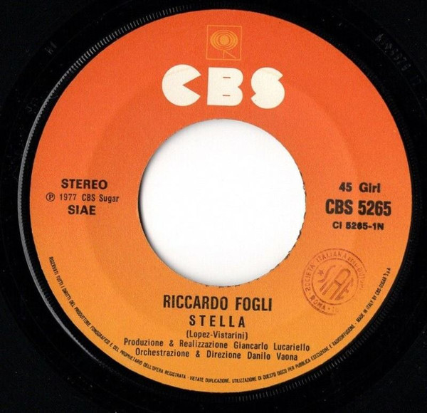 Cover zu Riccardo Fogli - Stella | 1977 | Vinyl | Pop | Italy