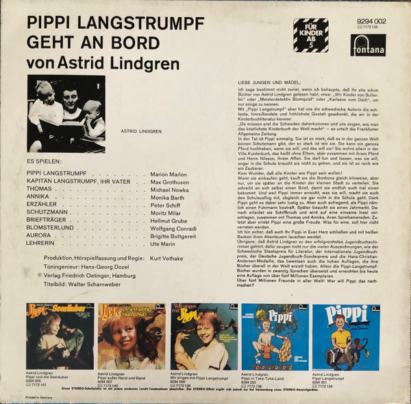 Cover zu Astrid Lindgren - Pippi Langstrumpf Geht An Bord | Vinyl | Non-Music, Children's | Germany