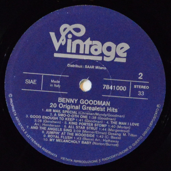 Cover zu Benny Goodman - 20 Original Greatest Hits | Vinyl | Jazz | Italy