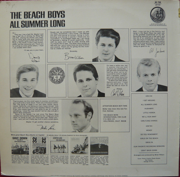 Cover zu The Beach Boys - All Summer Long | 1966 | Vinyl | Rock, Pop | Germany Schallplatten Ankauf
