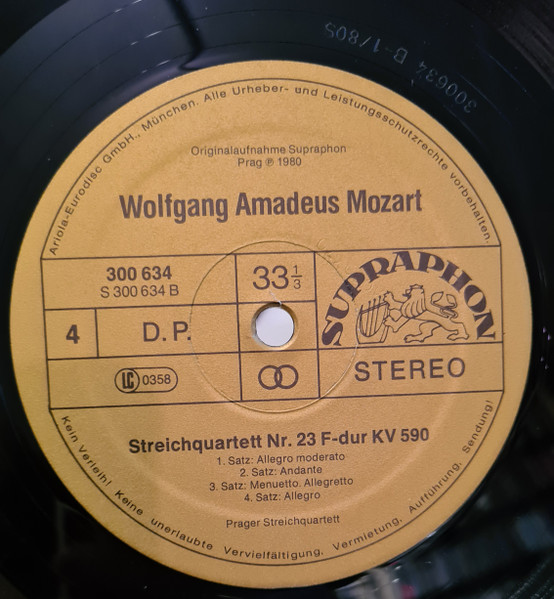 Cover zu Wolfgang Amadeus Mozart, Prague String Quartet - Die Vier Letzten Streichquartette KV 499 • 575 • 589 • 590 | 1980 | Vinyl | Classical | Germany, Austria, & Switzerland
