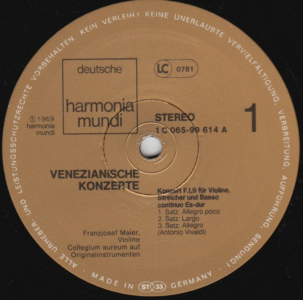 Cover zu Antonio Vivaldi, Pietro Antonio Locatelli, Tomaso Albinoni, Collegium Aureum - Venezianische Konzerte | Vinyl | Classical | Germany