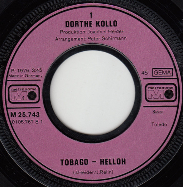 Cover zu Dorthe Kollo - Tobago-Helloh | 1976 | Vinyl | Pop | Germany Schallplatten Ankauf