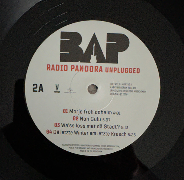 Cover zu BAP - Radio Pandora Unplugged | 2022 | Vinyl | Rock | Europe