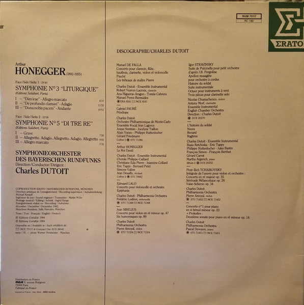 Cover zu Arthur Honegger - Symphonie-Orchester Des Bayerischen Rundfunks, Charles Dutoit - Symphonie N˚ 3