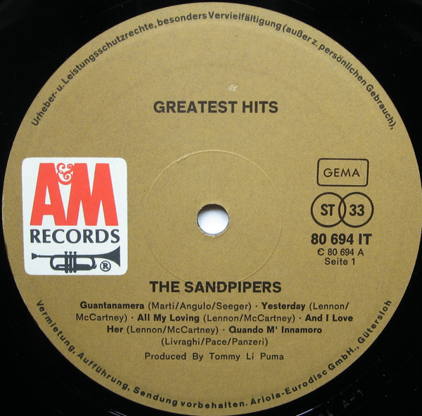 Cover zu The Sandpipers - Greatest Hits | Vinyl | Rock, Pop | Germany