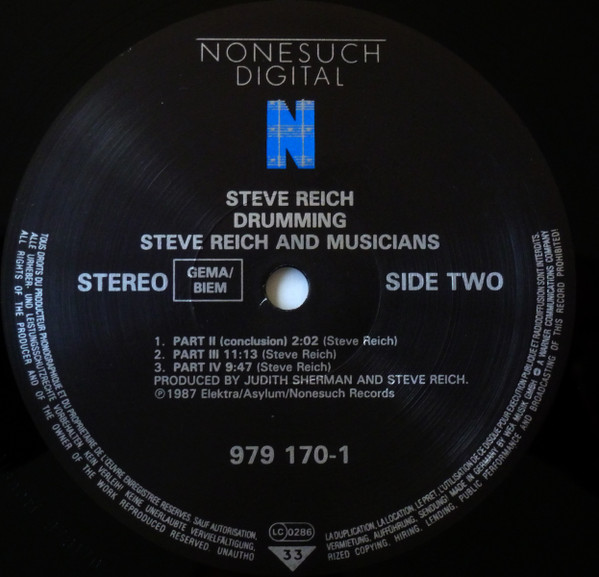 Cover zu Steve Reich, Steve Reich And Musicians - Drumming | 1987 | Vinyl | Classical | Europe