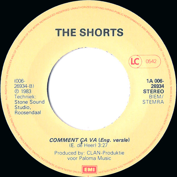 Cover zu The Shorts - Comment Ça Va | 1983 | Vinyl | Pop | Netherlands