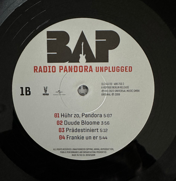 Cover zu BAP - Radio Pandora Unplugged | 2022 | Vinyl | Rock | Europe