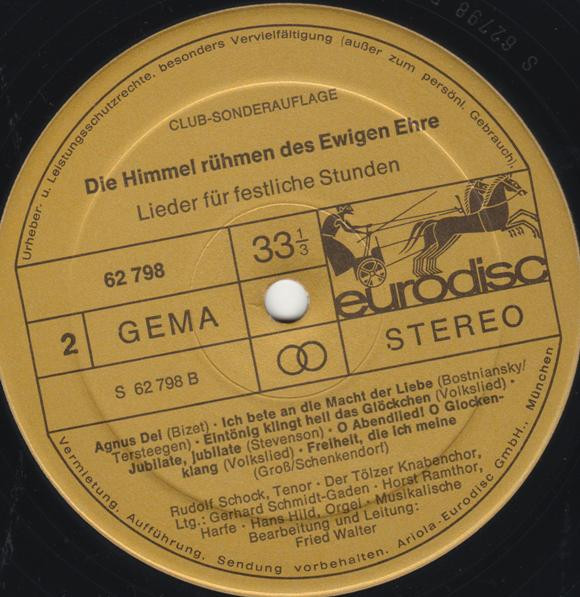 Cover zu Rudolf Schock Und Tölzer Knabenchor - Die Himmel Rühmen Des Ewigen Ehre (Lieder Für Festliche Stunden) | 1974 | Vinyl | Classical, Folk, World, & Country | Germany