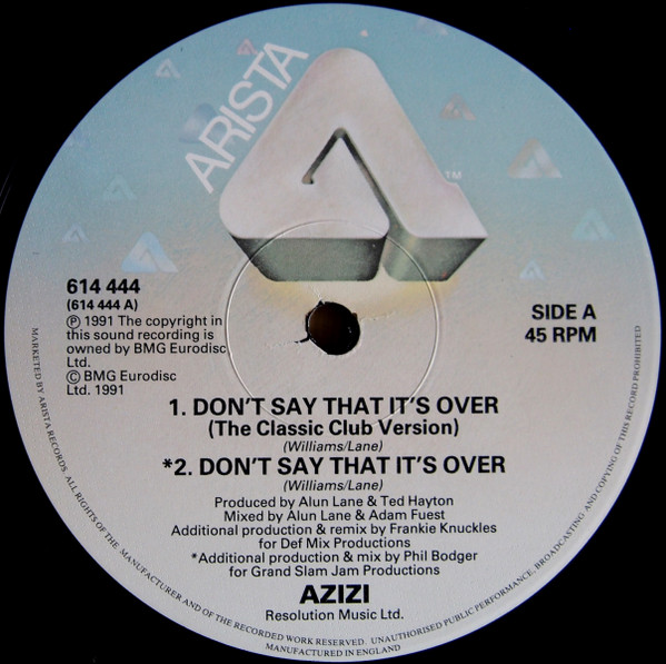 Cover zu Azizi - Don't Say That It's Over | 1991 | Vinyl | Electronic | UK & Europe Schallplatten Ankauf