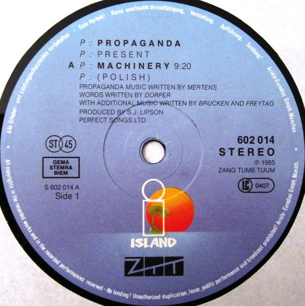 Cover zu Propaganda - p: Machinery (Polish) | 1985 | Vinyl | Electronic | Europe
