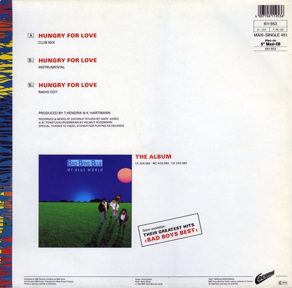 Cover zu Bad Boys Blue - Hungry For Love | 1988 | Vinyl | Electronic, Pop | Germany