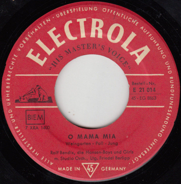 Cover zu Ralf Bendix - Come Prima / O Mama Mia | 1958 | Vinyl | Pop | Germany Schallplatten Ankauf
