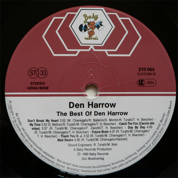 Cover zu Den Harrow - The Best Of Den Harrow | 1989 | Vinyl | Electronic, Pop | Europe