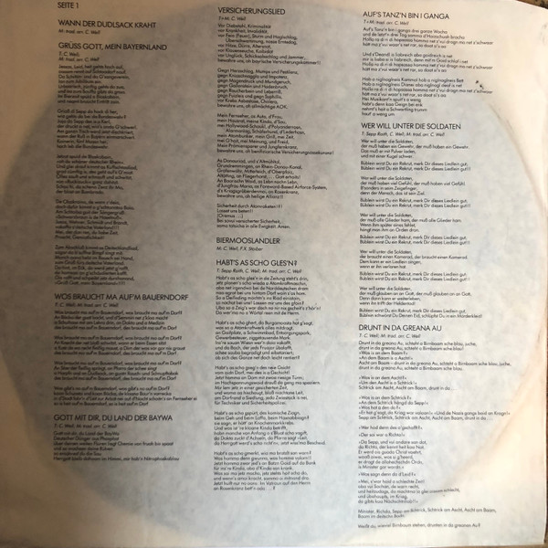 Cover zu Biermösl Blosn - Grüss Gott, Mein Bayernland | 1982 | Vinyl | Rock, Pop, Folk, World, & Country | Germany