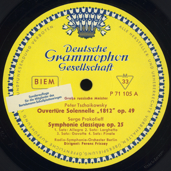 Cover zu Pyotr Ilyich Tchaikovsky ∙ Sergei Prokofiev, Alexander Borodin ∙ Modest Mussorgsky, Ferenc Fricsay - Grosse Russische Meister | 1959 | Vinyl | Classical | Germany Schallplatten Ankauf